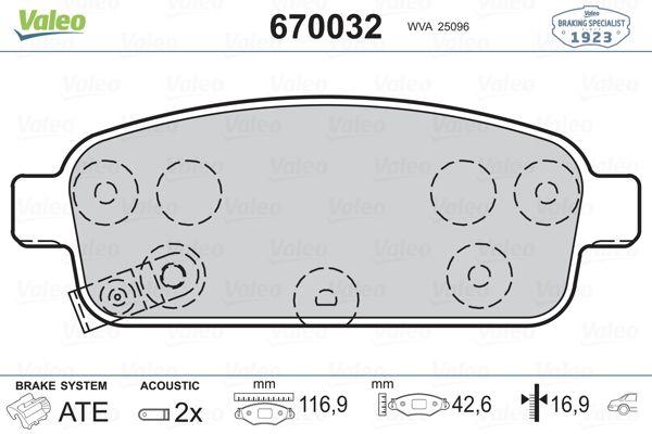 Valeo 670032 Rear Brake Pad Opel Astra J / Mokka / Zafira C – Chevrolet Cruze / Aveo T300 / Trax — Brake Pads