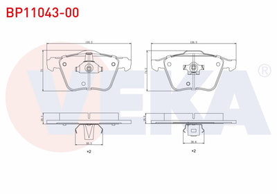 Veka BP11043-00 Brake Pad Front Volvo Xc90 I 2.5 T 2002-2014 — Brake Pads