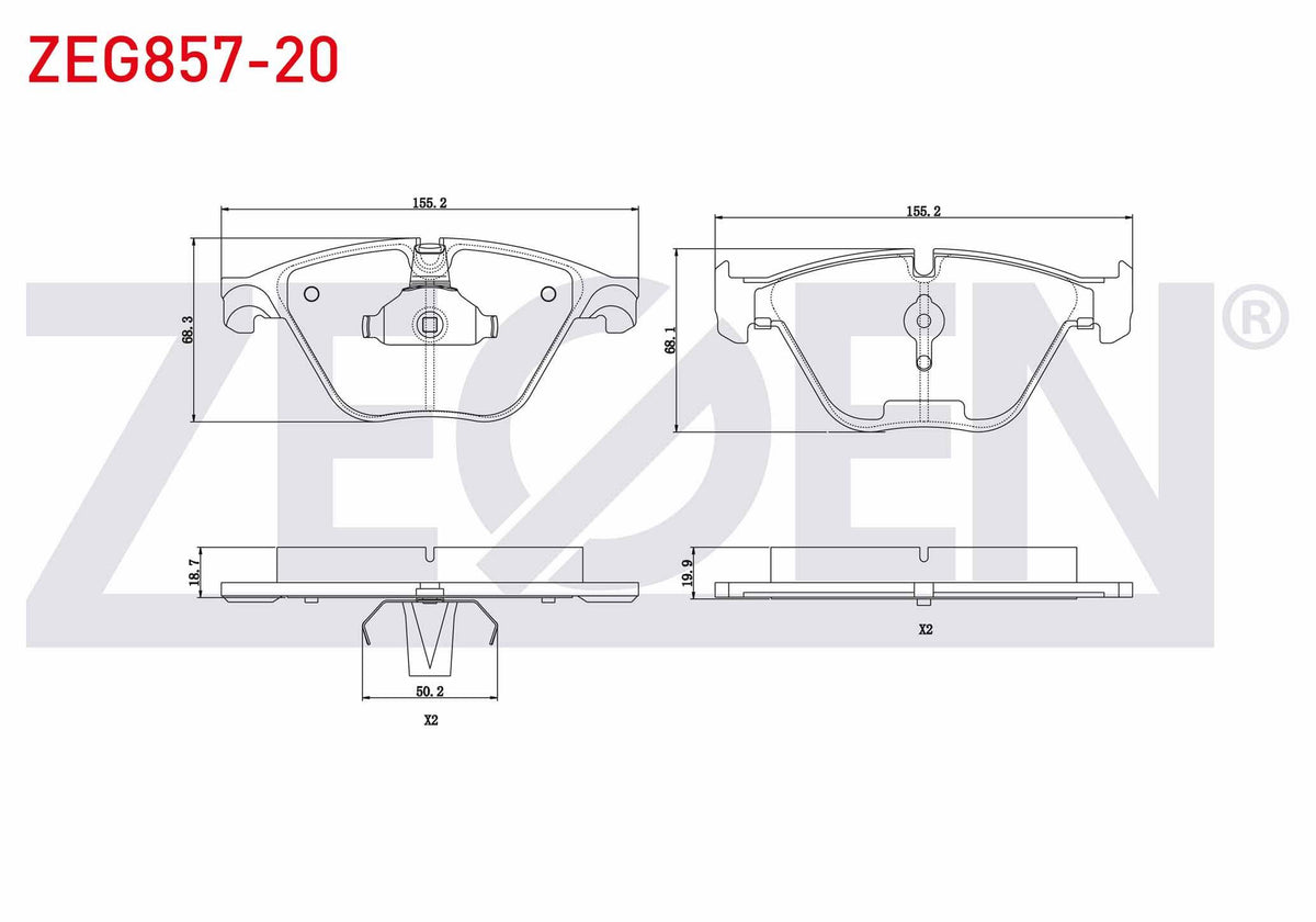 Zegen ZEG857-20 Brake Pad Front BMW 5 Series (F10) 528 i 2010-/ (F10) 530 i 2010-/ (F10) 535 i 2010-/ (F10) 525 — Brake Pads