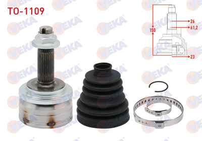 Veka TO-1109 CV Joint Left-Right Front Outer Toyota Corolla (E15_) 1.4 D-4D 26X23x61 — Axles, CV Joints & Boots