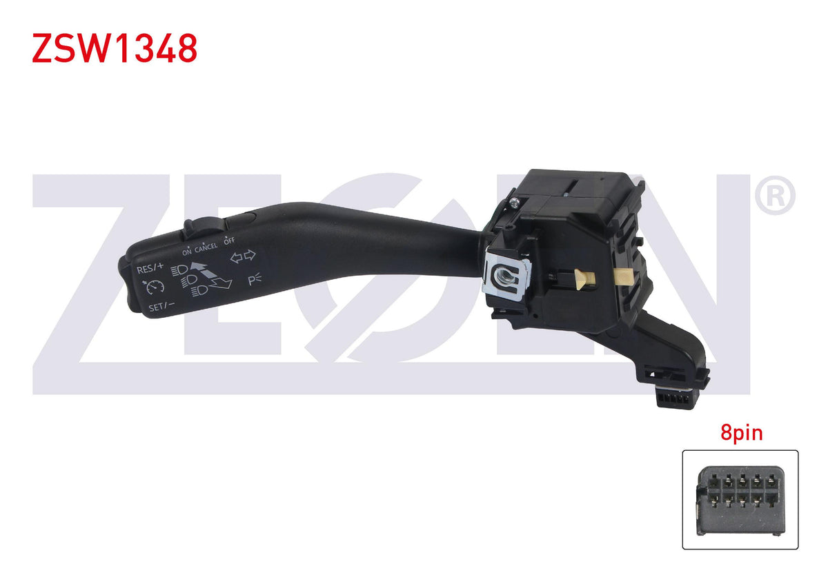 Zegen ZSW1348 Headlight Turn Signal Kumanda Arm Speed Sabıtleyıcılı 8 Pin Golf V-VI-Caddy III-Jet — Tail, Signal & Reflectors