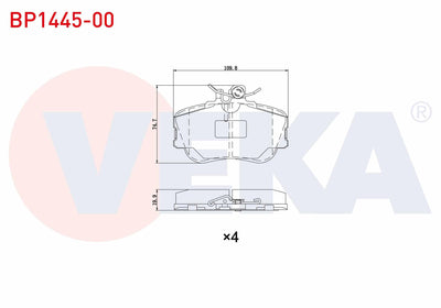 Veka BP1445-00 Brake Pad Front Mercedes C Series (W202) 1993-2000 — Brake Pads