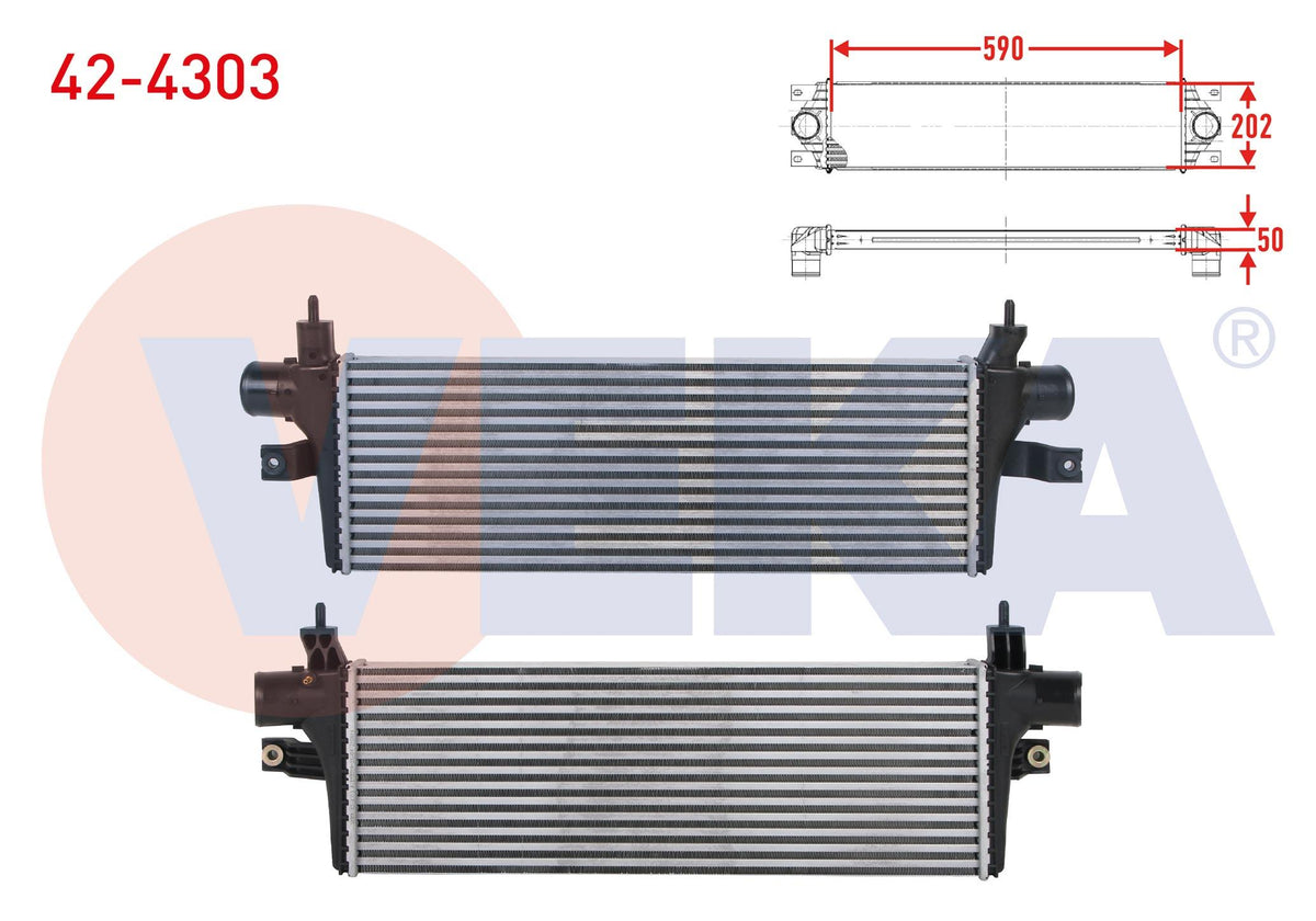 Veka 42-4303 Turbo Radiator (Intercooler) Toyota HI-Lux VIII Revo Pick Up (Gun1_,Gun13_) 2.4 D 2015 — Radiators & Fans