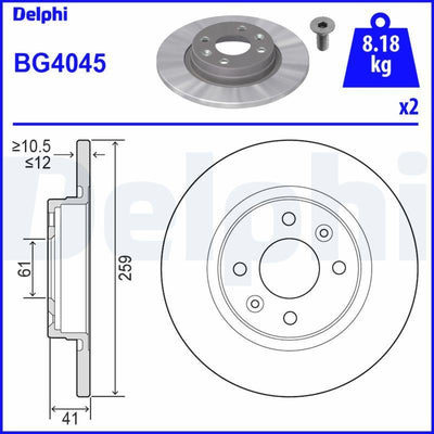 Delphi BG4045 Front Brake Mirror (Disc) Logan 04-Sandero 08-Twingo II 1.2 / 1.4 / 1 — Mirrors