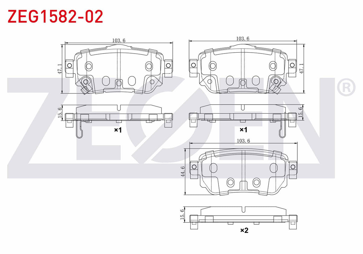 Zegen ZEG1582-02 Brake Pad Rear with Wear Indicator Nissan Qashqai 1.5 dCi 2014-/ Qashqai 1.2 2014-/ Qashqai 1.6 — Brake Pads