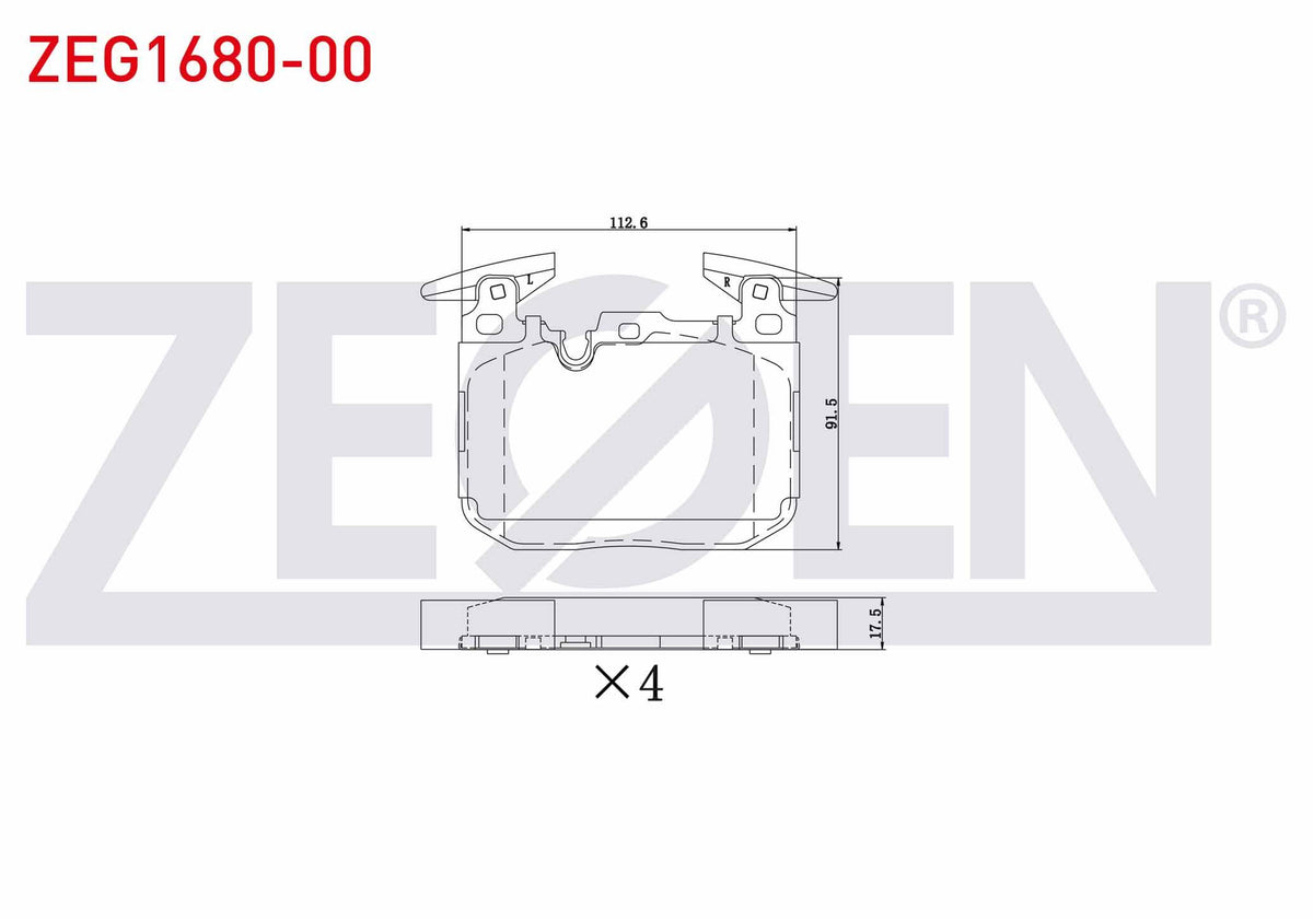 Zegen ZEG1680-00 Brake Pad Front Mini Cooper (F55) 1.5 2013-/ Cooper (F55) 1.5 D 2013-/ Cooper S (F55) 1.6 2013 — Brake Pads
