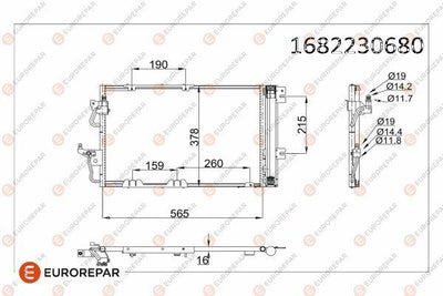 Eurorepar 1682230680 A/C Condenser Astra H Zafira B Z16xer A16xer 07