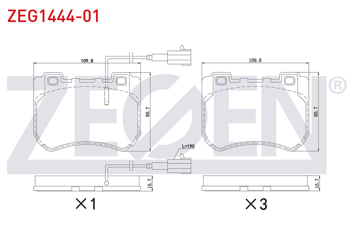Zegen ZEG1444-01 Brake Pad with Connector Front Alfa Romeo 159 1.8 MPI-1.8 TBi-1.9 Jtdm-1.9 Jtb-2.0 Jtdm 2006-20 — Brake Pads