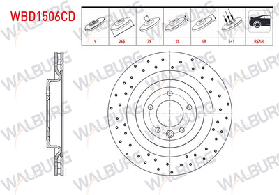 WALBURG WBD1507CD Brake Disc Rear Air Coated Performance Drilled Land Rover Range Rover IV (Lg) 3.0 TD — Brake Rotors & Drums