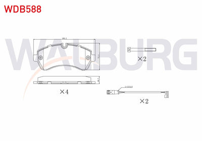 WALBURG WDB588 Brake Pad Front with Connector VW Crafter Pair Wheel 2006-2018 / Mercedes Sprinter Pair Wheel 200 — Brake Pads