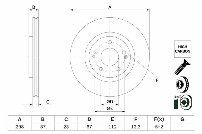 BOSCH Disc Brake 15 Slot XLV - High-Carbon Ventilated Type — Brake Rotors & Drums