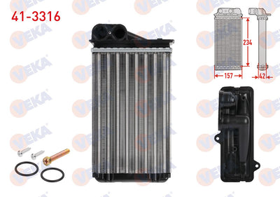 Veka 41-3316 Heater Core Mechanical Peugeot 207 (Wa,Wc) 1.4 HDi 2006-2012 — Heater & Blower