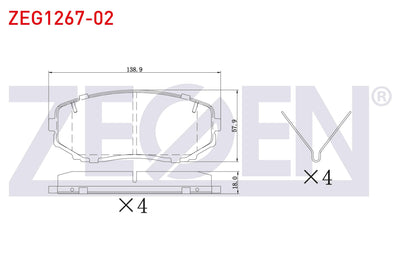 Zegen ZEG1267-02 Brake Pad Front with Wear Indicator Mitsubishi L 200 Triton (Kj_, Kk_ — Brake Pads