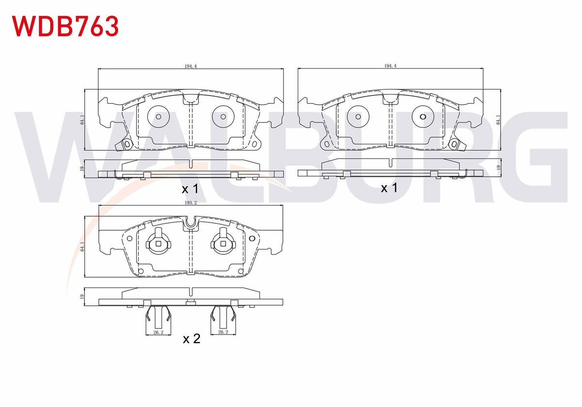 WALBURG WDB763 Brake Pad Front with Wear Indicator Jeep Grand Cherokee IV (Wk,Wk2) 3.0 Crd 4X4 2010