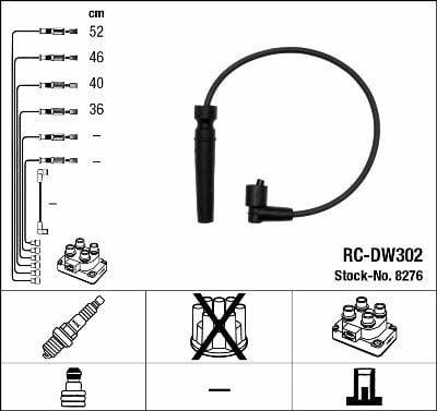 NGK 8276 Ignition Cable Set - Chevrolet Aveo & Kalos 1.4 (2003-2008) — Coils & Plugs