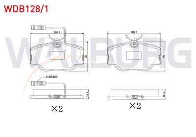 WALBURG WDB128/1 Brake Pad Front with Connector Mercedes E Series (W124) E 200 D 1993-1995 / E Series (W124) E 2 — Brake Pads