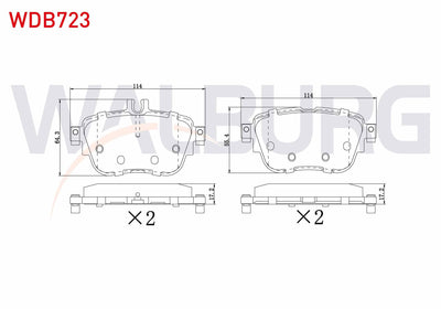 WALBURG WDB723 Brake Pad with Wear Indicator Rear Mercedes E Series (W213) E 180 2016-/ E Series (W213) E 220 D — Brake Pads