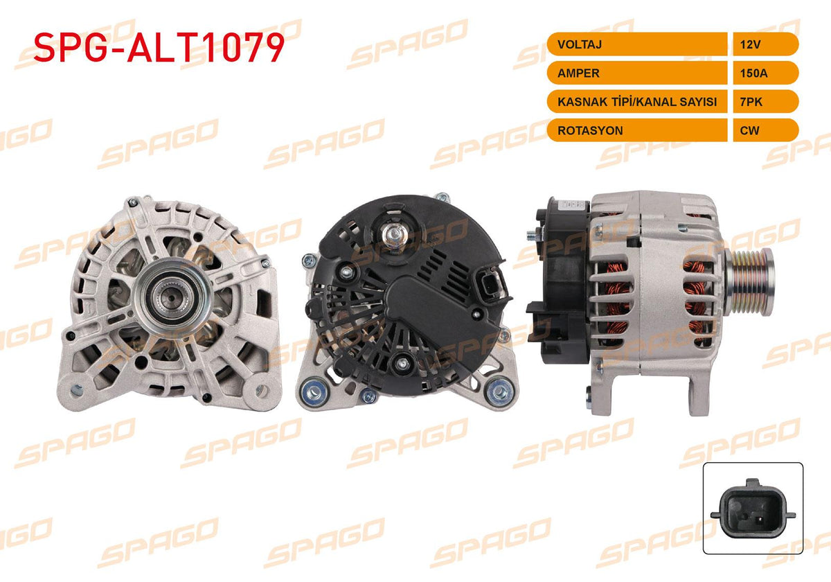 SPAGO SPG-ALT1079 Alternator 12V 150A 7Pk (Alt2022) Megane IV-Traffic III / Qashqai II-X-Trail III (1.2 1.3 TCE 1.6Dci Vehicles for)