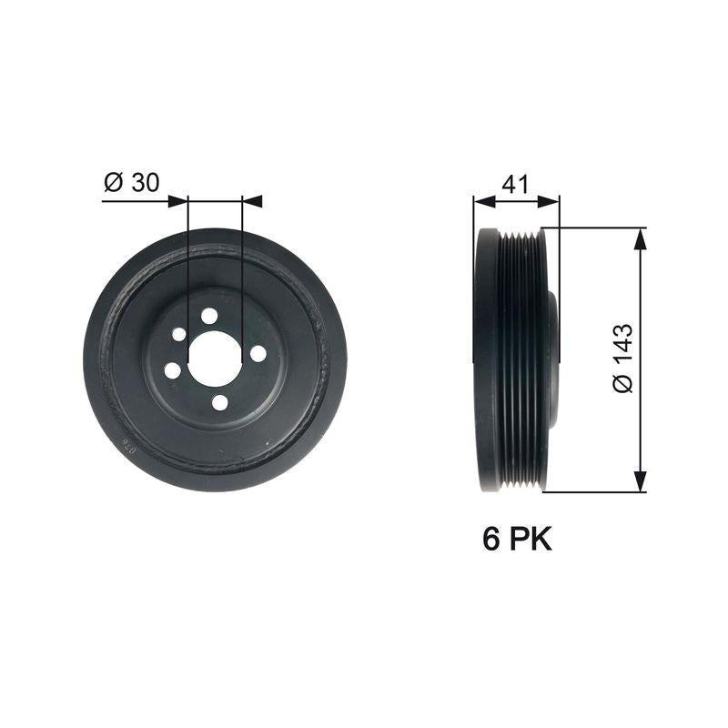 Gates TVD1001 Crankshaft Pulley VW T5 Golf5 Caddy3 Passat Tiguan 1.9-2.0 TDI 03- — Pulleys & Tensioners