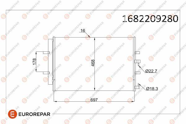 Eurorepar 1682209280 A/C Condenser Ford Transit V362 V363 Custom 2012> 2.2 TDCi — Condensers & Evaporators