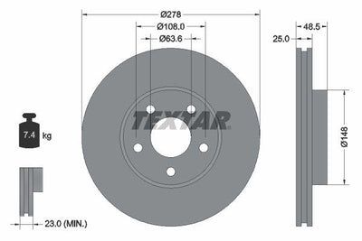 Textar 92141205 *2 Brake Disc Front Focus / C-Max Bm 04-| Set of 2 — Brake Rotors & Drums