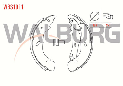 WALBURG WBS1011 Brake Shoe Rear Ford Transit (Fa_ _) 2.0 DI V184 16 Rim Rear Wheel Drive with Lever — Brake Cables & Hardware