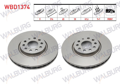 WALBURG WBD1374 Brake Disc Front Air 5 Bjn 314X30x65x49 — Brake Rotors & Drums