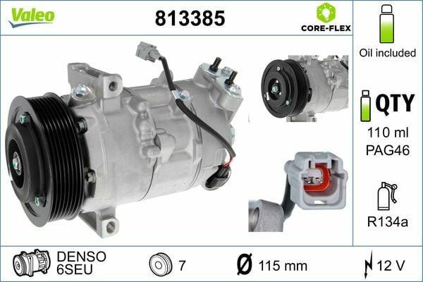 VALEO 813385 AC Compressor - Compatible with 09 Megane III & Scenic III — A/C Compressor