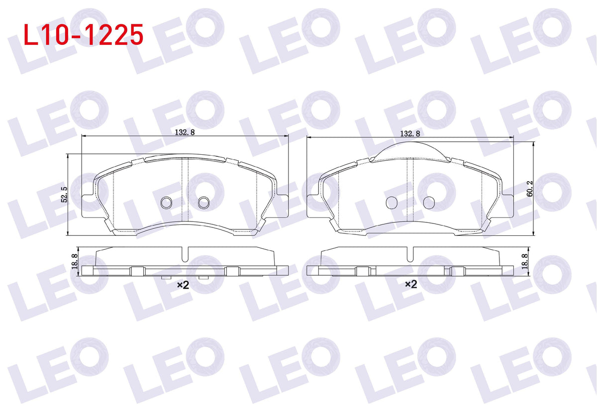 LEO L10-1225 Brake Pad Front Peugeot 301 1.2 VTI 2012-/ Citroen C-Elysee 1.2 VTI 2012 — Brake Pads