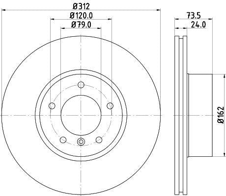Hella 8DD355115-381 *2 Brake Disc Front BMW E90 F20 F30 E84 — Brake Rotors & Drums