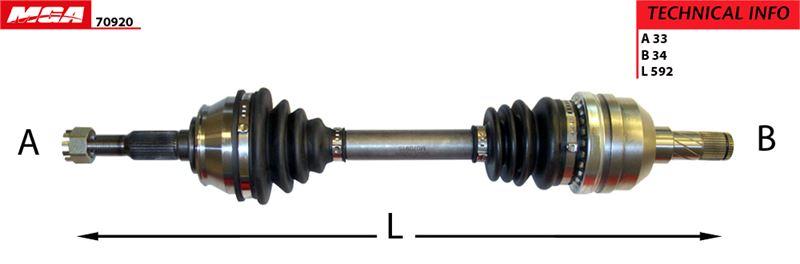 MGA 70920 Axle Left (Opel: Vectra A 1.7D 1.8 2.0) — Axles, CV Joints & Boots