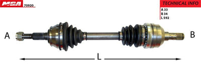 MGA 70920 Axle Left (Opel: Vectra A 1.7D 1.8 2.0) — Axles, CV Joints & Boots