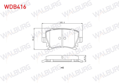 WALBURG WDB416 Brake Pad Rear Golf V 1.4 TSI 2003-2009 / Caddy III 2.0 SDI 2004-2015 / Jetta III 1.6 FSI 2005-20 — Brake Pads