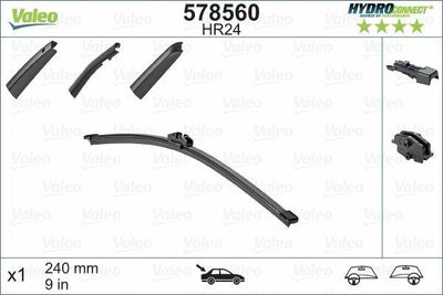 VALEO 578560 Rear Wiper Blade - 24Cm Compatible with 12-A-Series Vehicles — Wipers