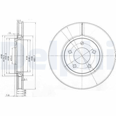 Delphi BG3716 Brake Disc Front Air (Chrysler: Voyager III-IV 95-08) — Brake Rotors & Drums