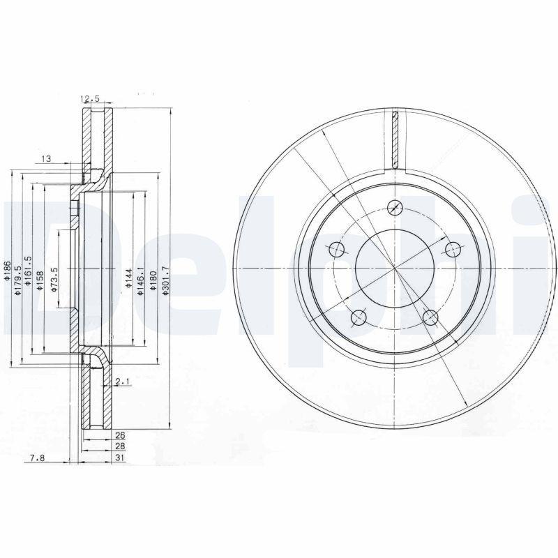 Delphi BG3716 Brake Disc Front Air (Chrysler: Voyager III-IV 95-08) — Brake Rotors & Drums
