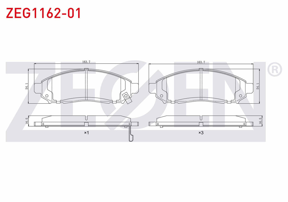 Zegen ZEG1162-01 Brake Pad Front with Wear Indicator Cable Drilled Nissan Navara (D40) 2.5 dCi 4Wd 2005-2015 / N — Brake Pads