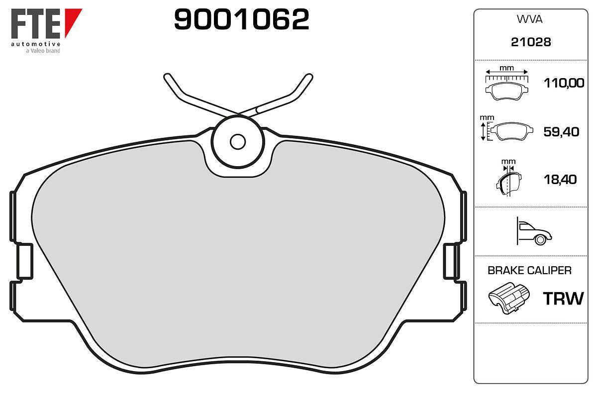 Fte 9001062 Brake Pad Front W201 88-93 W124 88-93 S124 85-93 C124 93-97 A124 93-98 — Brake Pads