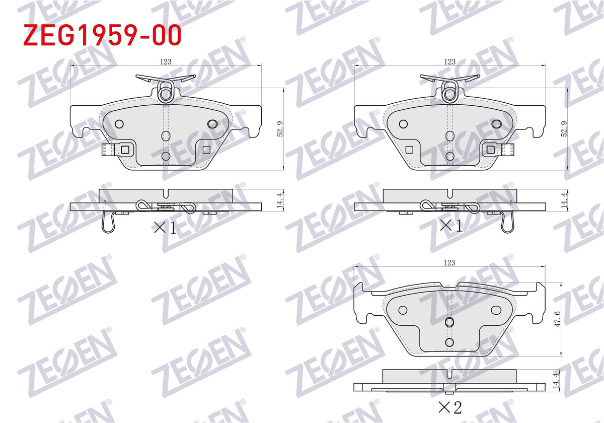 Zegen ZEG1959-00 Brake Pad Rear Subaru Xv 1.6 2017-/ Forester 2.0 2018