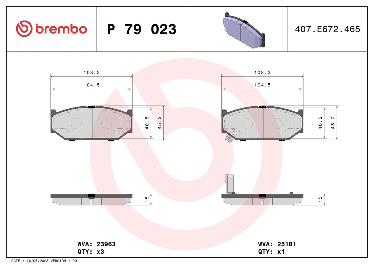 Brembo P79023 Brake Pad Front Low-Met Mitsubishi