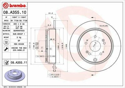 BREMBO Brake Disc 08.A355.11 - High Performance for CR-V 2002-2007 — Brake Rotors & Drums