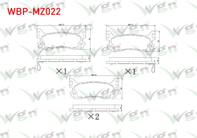 WGN WBP-MZ022 Brake Pad Rear with Wear Indicator Mazda 323 V 1.5i 16V-1.8i 16V 1994-1998 / Mx-5 I 1.6i 16V-1.8 1 — Brake Pads
