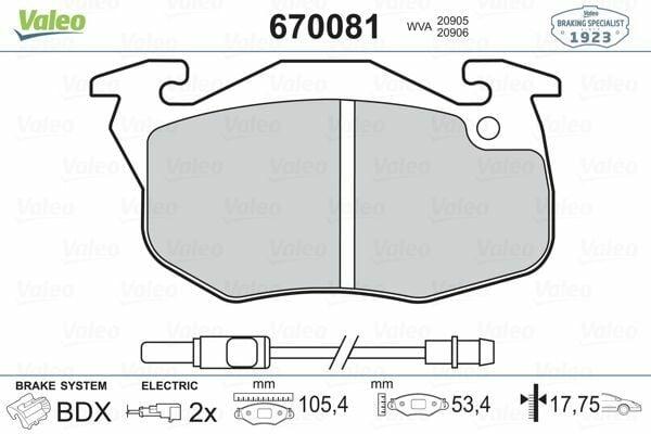 VALEO 670081 Front Brake Pad Set - High Performance for R9 R11 R19 — Brake Pads