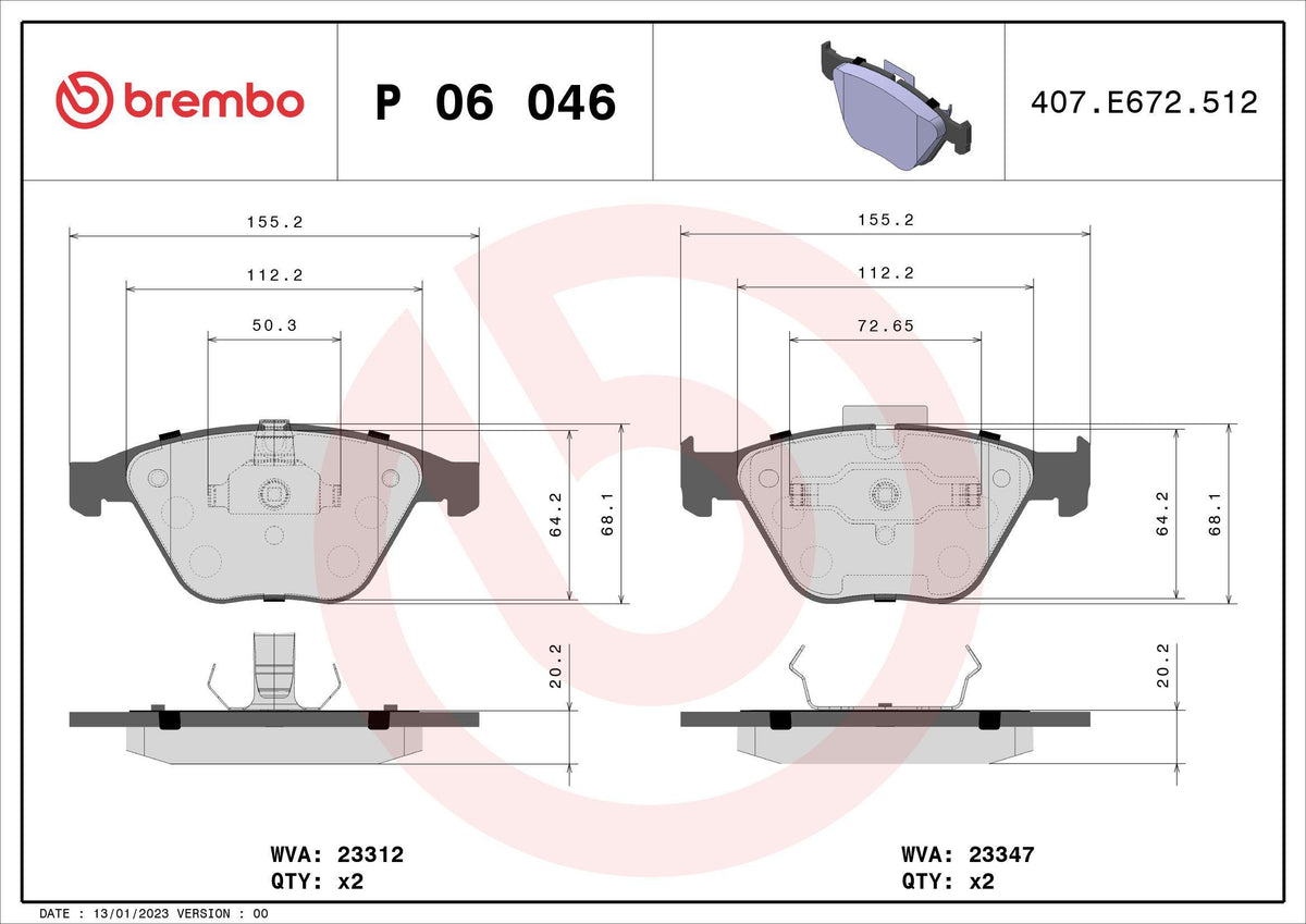 Brembo P06046 Brake Pad Front (BMW E60-E65-E66) — Brake Pads