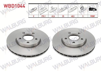 WALBURG WBD1044 Brake Disc Front Air 5 Bjn 278, 1X25x63 and 2 more models — Brake Rotors & Drums