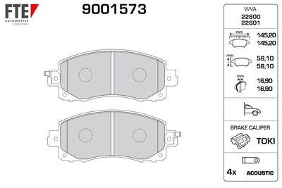 Fte 9001573 Brake Pad Front Subaru Impreza 16-> Xv 17->