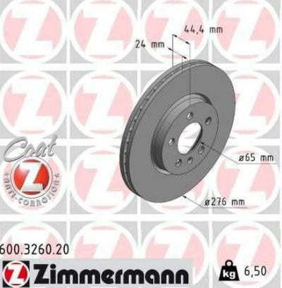 Zimmermann 600.3260.20 VW Polo A1 Arona Ibiza Kamiq Scala 2017-Brake Disc Front 2Q0615301h — Brake Rotors & Drums