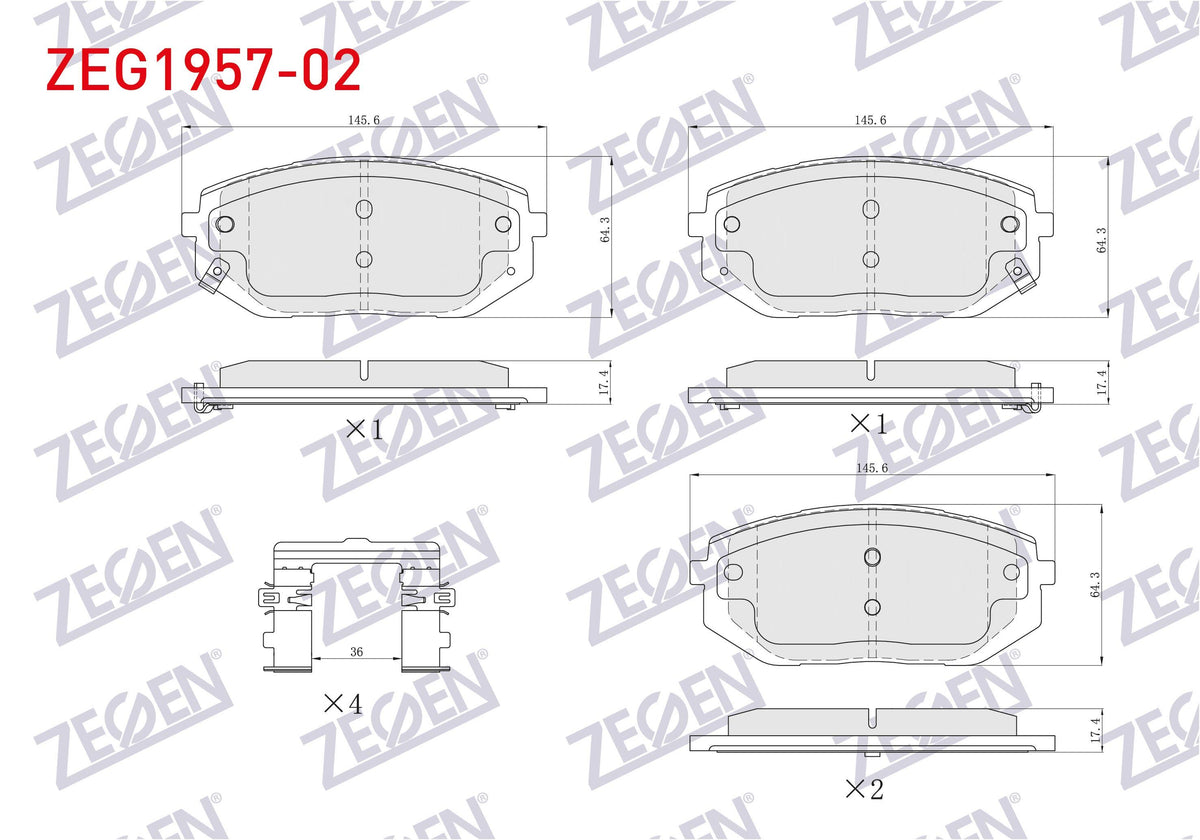 Zegen ZEG1957-02 Brake Pad Front with Wear Indicator Hyundai Tucson IV 2020-/ Ioniq 2020 — Brake Pads