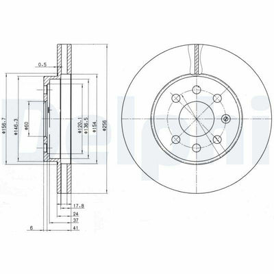 Delphi BG3334 Ventilated Brake Disc for 05 Lacetti and Nubira — Brake Rotors & Drums