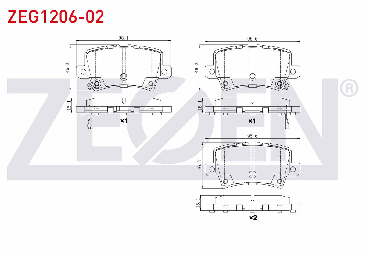 Zegen ZEG1206-02 Brake Pad Rear with Wear Indicator Honda Civic VIII 1.4 2005-2012 / Honda Civic VIII 1.8 2005-2 — Brake Pads